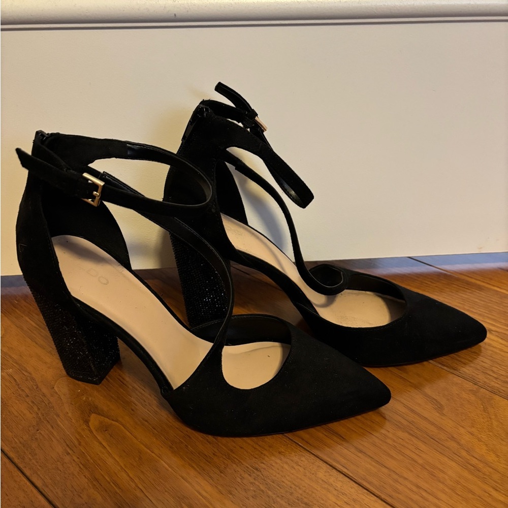 Aldo Nicholes Ankle Strap Pointed Toe Rhinestone Pumps Heeled Shoes